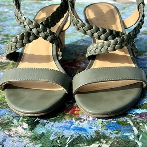 Talbots ROYCE BRAIDED LEATHER CORK-WEDGE SANDALS Size 7